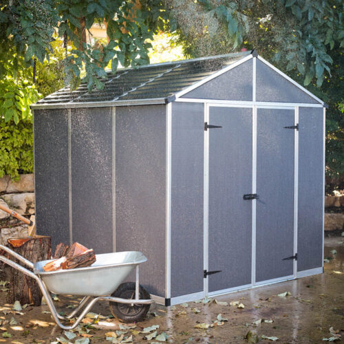 Palram Canopia Rubicon 8 ft. x 8 ft. Shed With Floor - Dark Grey Panels